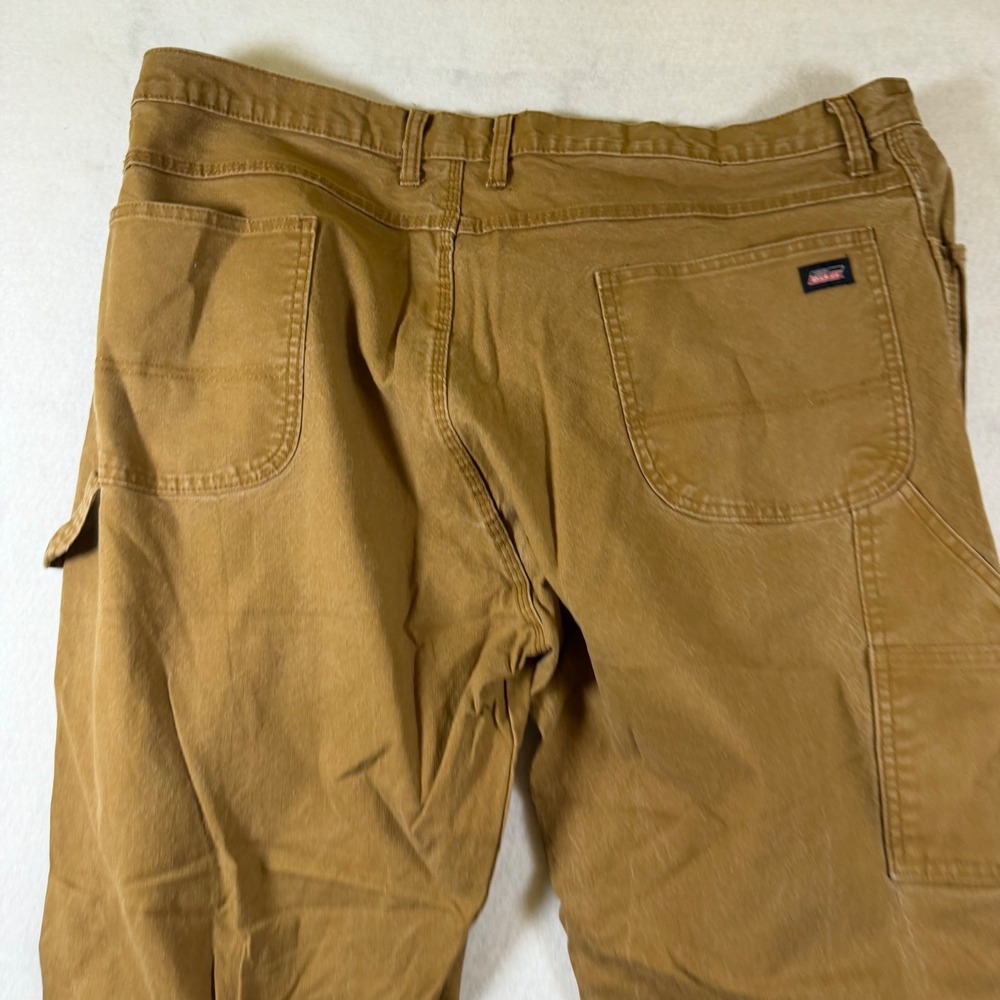 Dickies Mens Brown Duck Canvas Carpenter Pants Distressed Raw Hem 44x32 6260